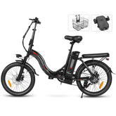 SAMEBIKE CY20 FT 350W Electric Bike - 350W Motor 36V13AH Battery 35KM Range Mechanical Disc Brakes - Black